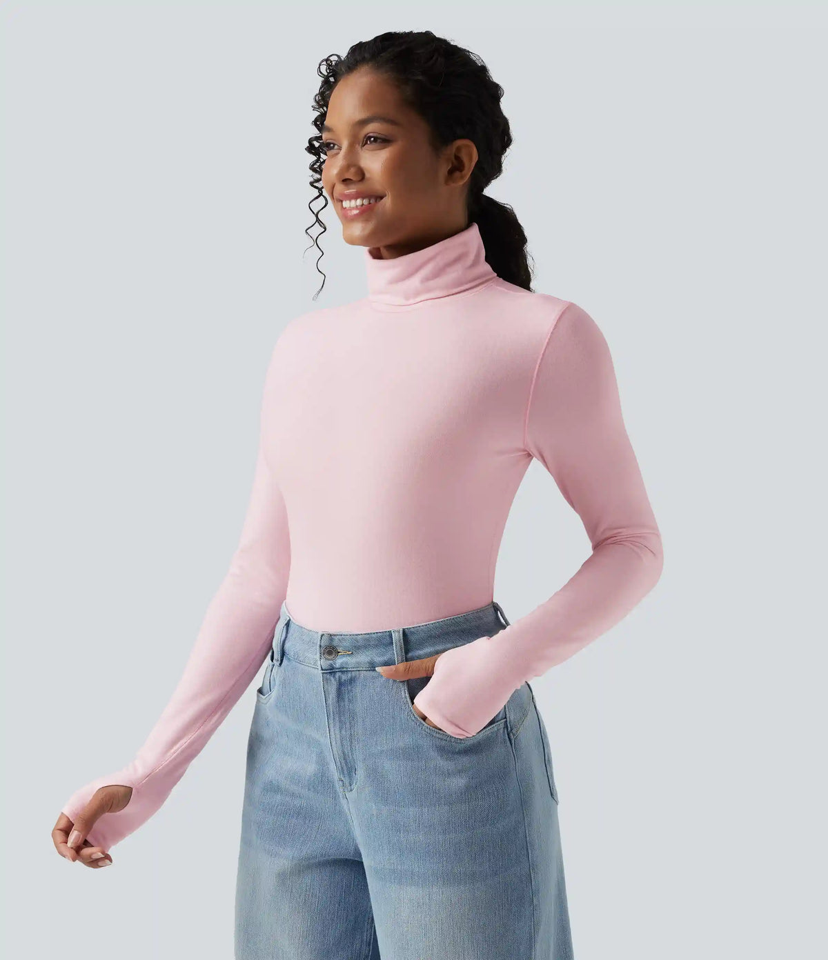 Halara HeatCore Turtleneck Long Sleeve Thumb Hole Casual Warming Top