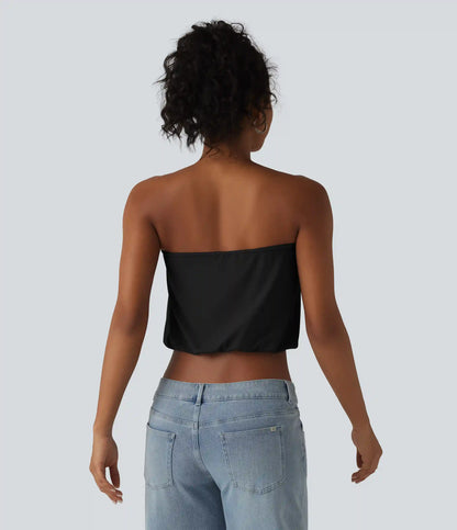 SoftlyZero™ Tube Lace Up Cropped Casual Tank Top