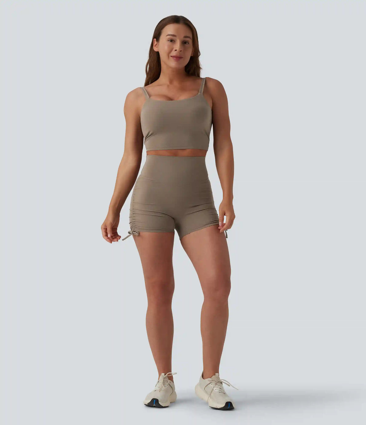 Halara UltraSculpt™ High Waisted Ruched Lace Up Yoga Biker Shorts 3'' with Pocket