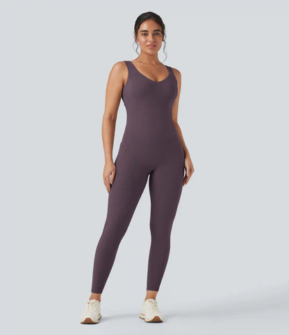Halara UltraSculpt™ V Neck Tummy Control Butt Lifting Workout Jumpsuit with Pockets