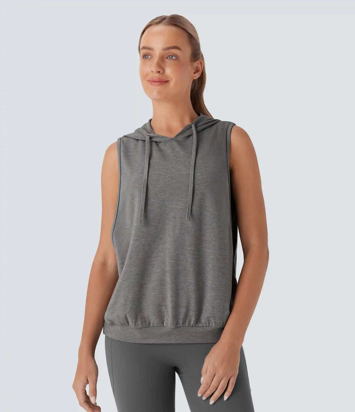 Hooded Drawstring Sleeveless Workout Tank Top