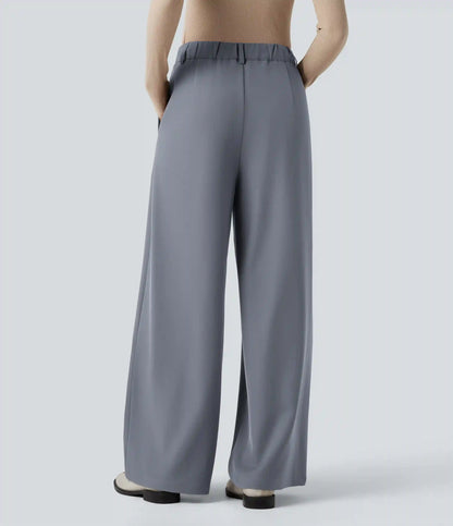 High-waisted Work Wide-leg Pants with Pockets