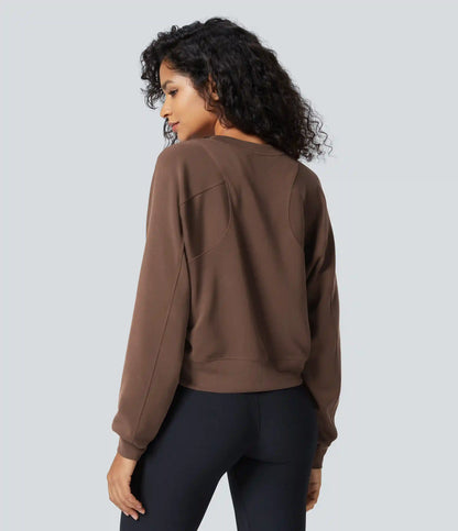 SpacerTek™ Round Neck Raglan Sleeve Solid Casual Sweatshirt
