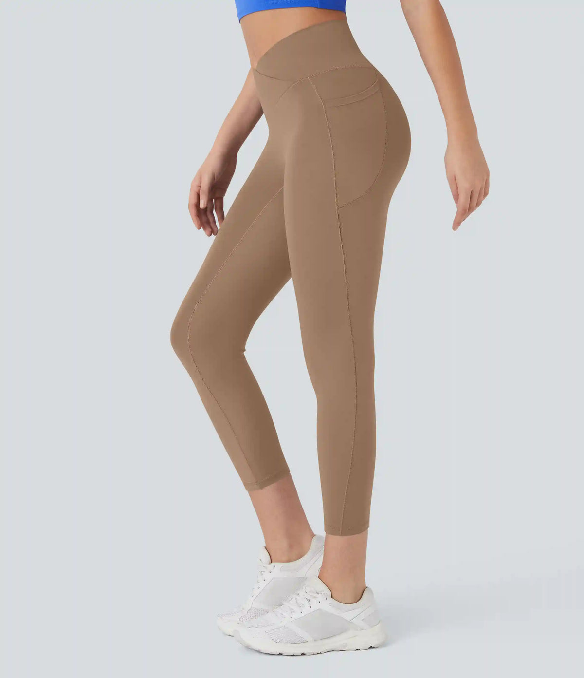 SoftlyZero™ High Waisted Crossover Pocket Capri Yoga Leggings