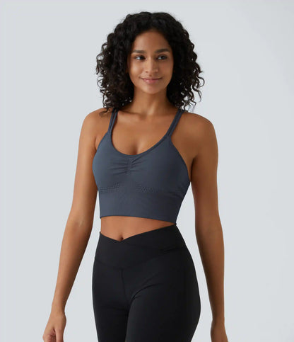OneForm Seamless Flow Low Support Ruched Double Straps Sports Bra A-D Cups