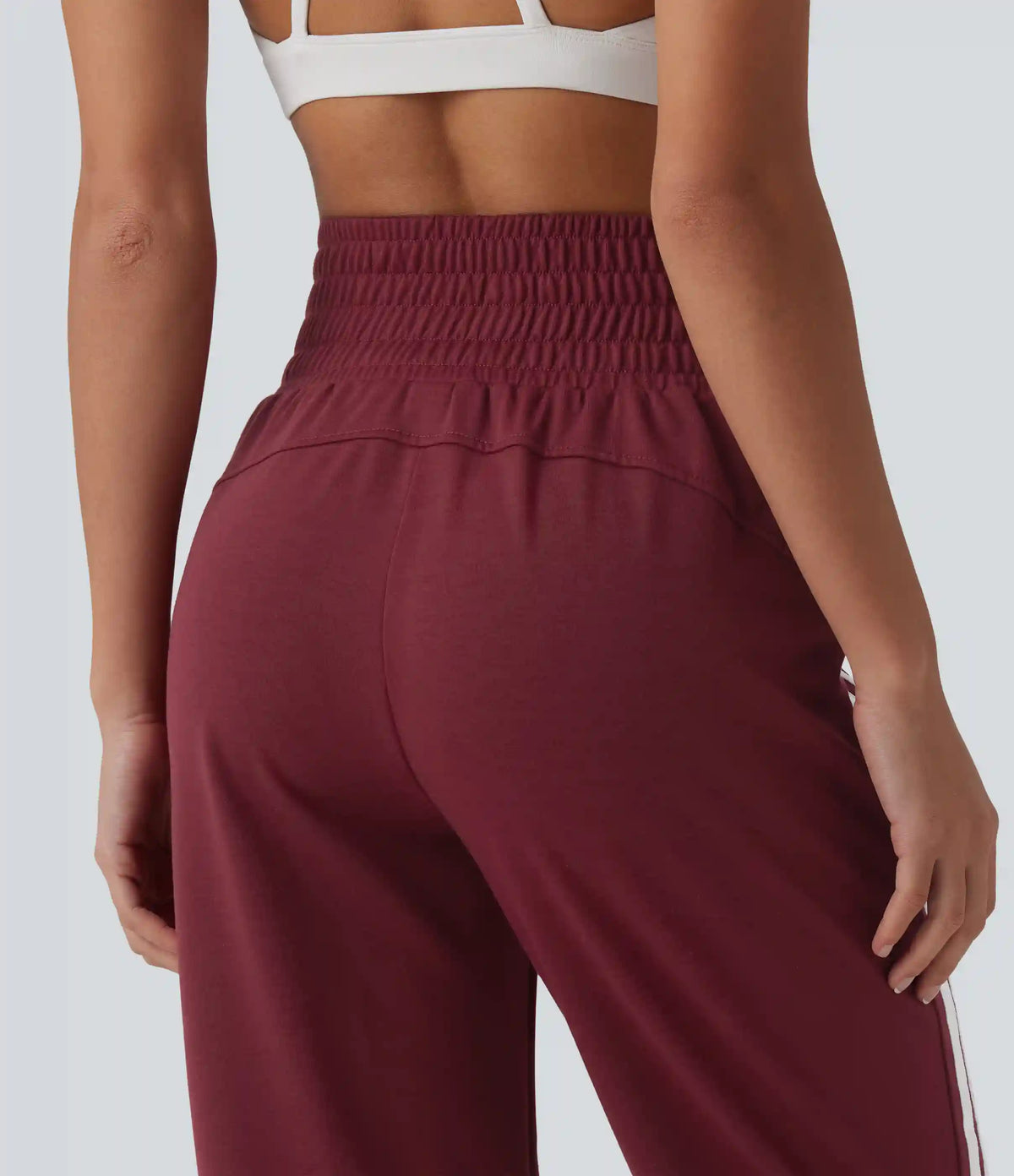 High Waisted Drawstring Stripe Capri Casual Joggers with Pockets