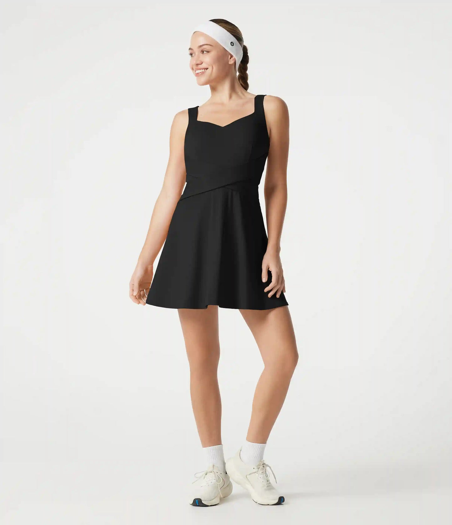 SoftlyZero™ Airy Built-in Bra 2-in-1 InstantCool Mini Tennis Active Dress with Pockets DD-F Cups-Easy Peezy Edition