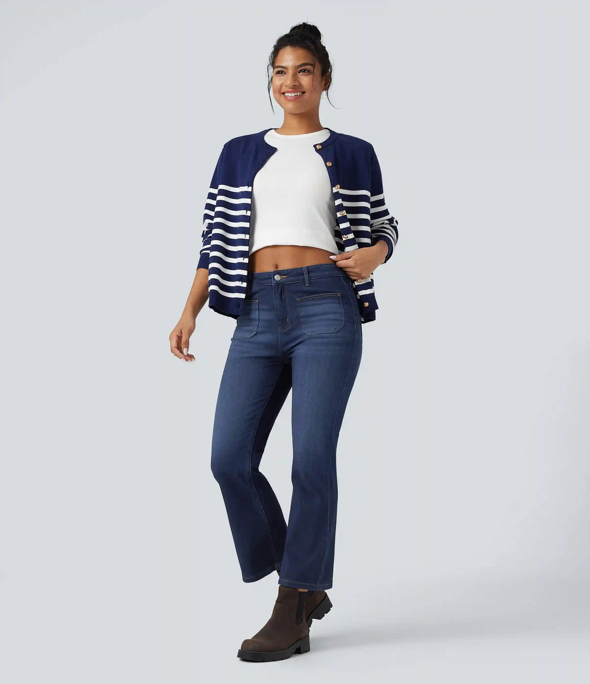 Halara Flex™ Denim Heat Mid Rise Denim Casual Bootcut Jeans with Pockets