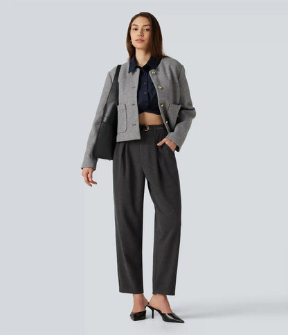 High Waisted Tapered Work Pants with Pockets