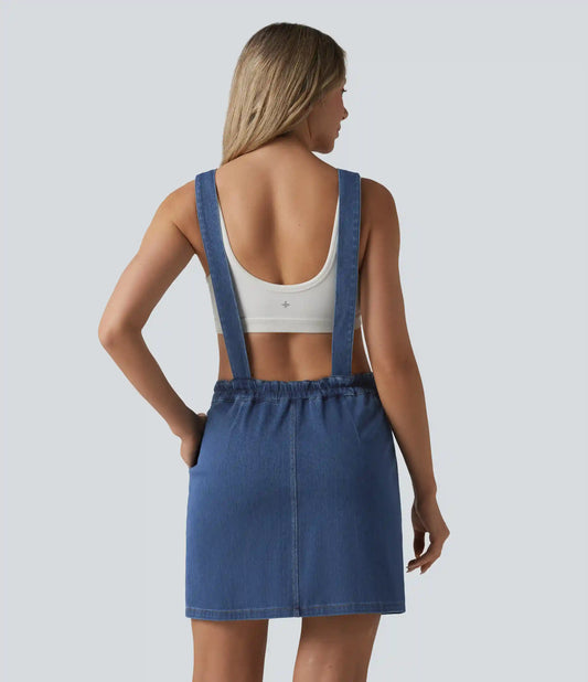 Halara Flex™ Square Neck Denim Mini Casual Dress with Pockets