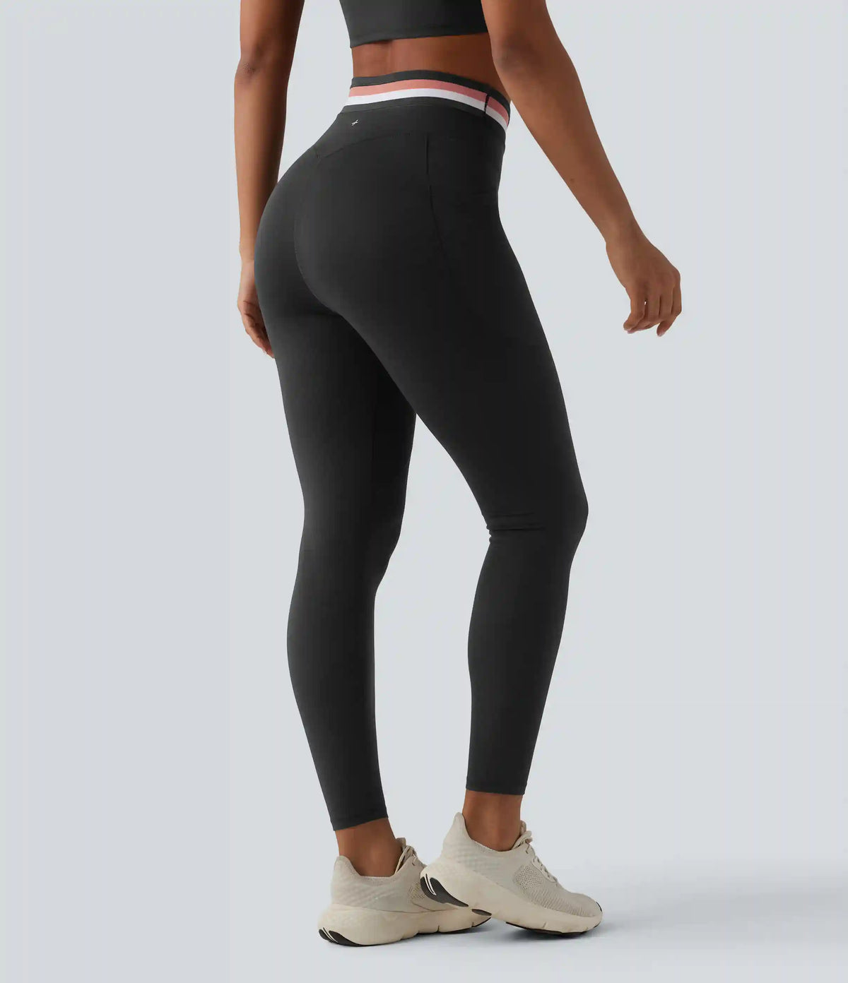 Halara UltraSculpt™ High Waisted Tummy Control Color Block Stripes Workout 7/8 Leggings with Pockets