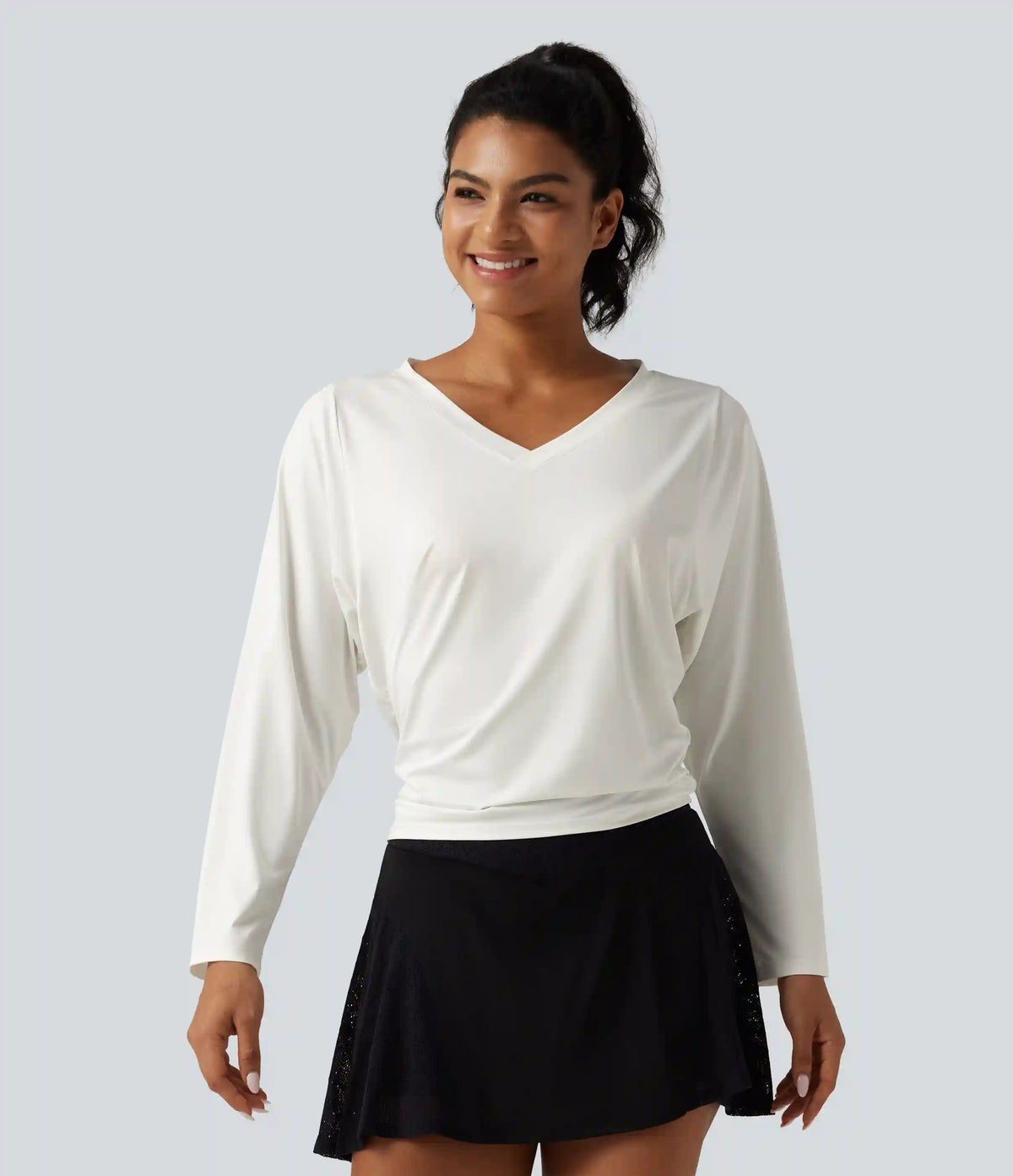 Sweetheart Neck Long Sleeve Ruched Yoga Sports Top