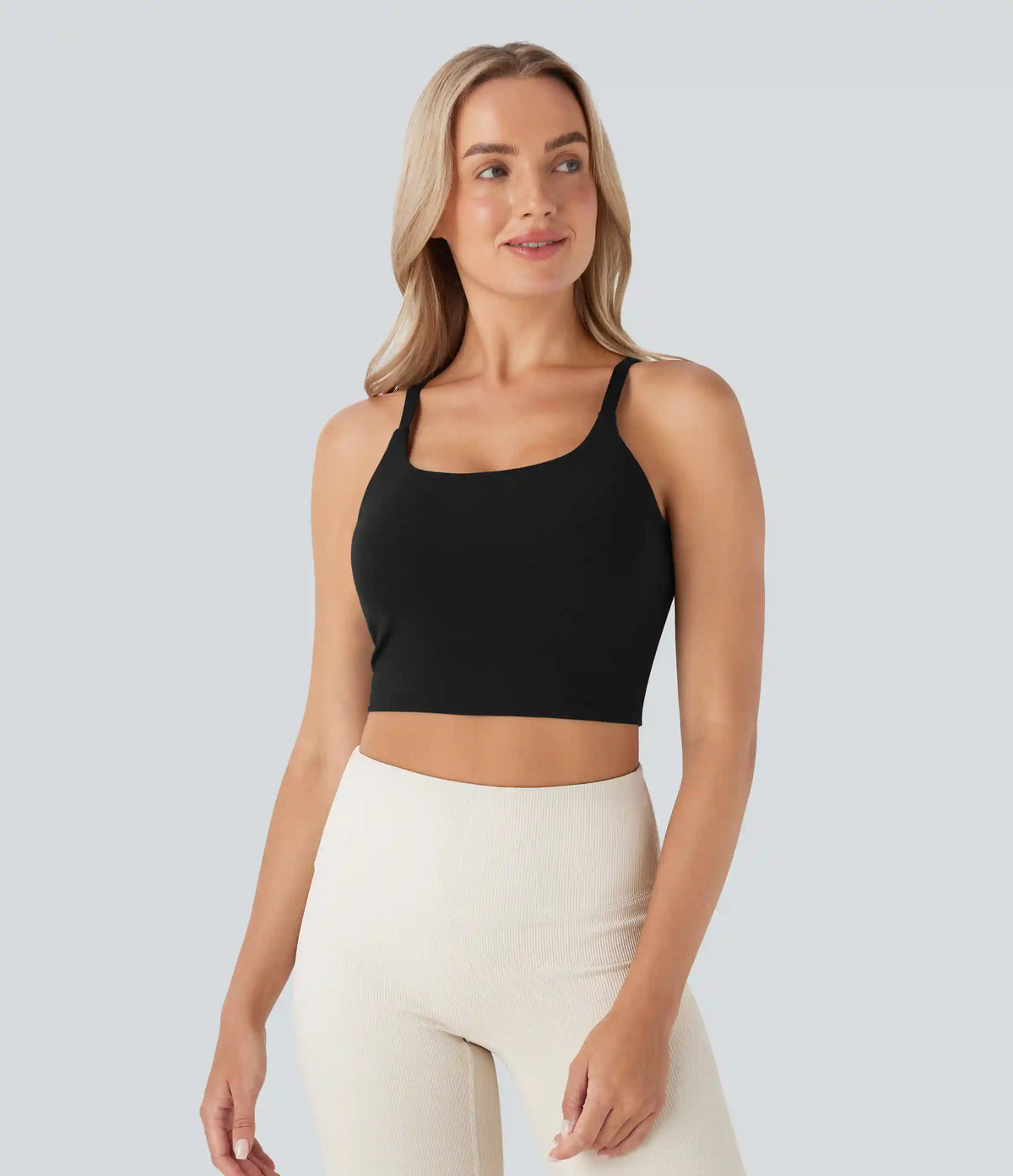 SoftlyZero™ Plush Basic Padded Cropped Low Support Running Cami Top DD-F Cups