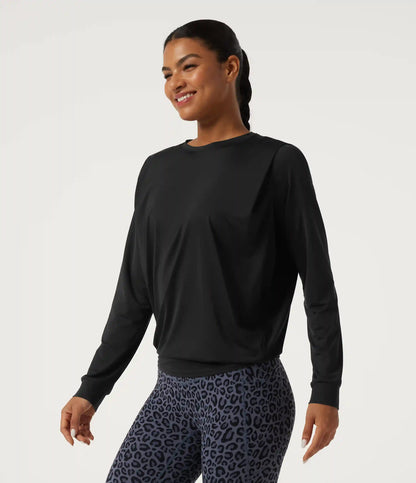 Round Neck InstantCool Quick Dry Long Sleeve Boxy Yoga Sports Top