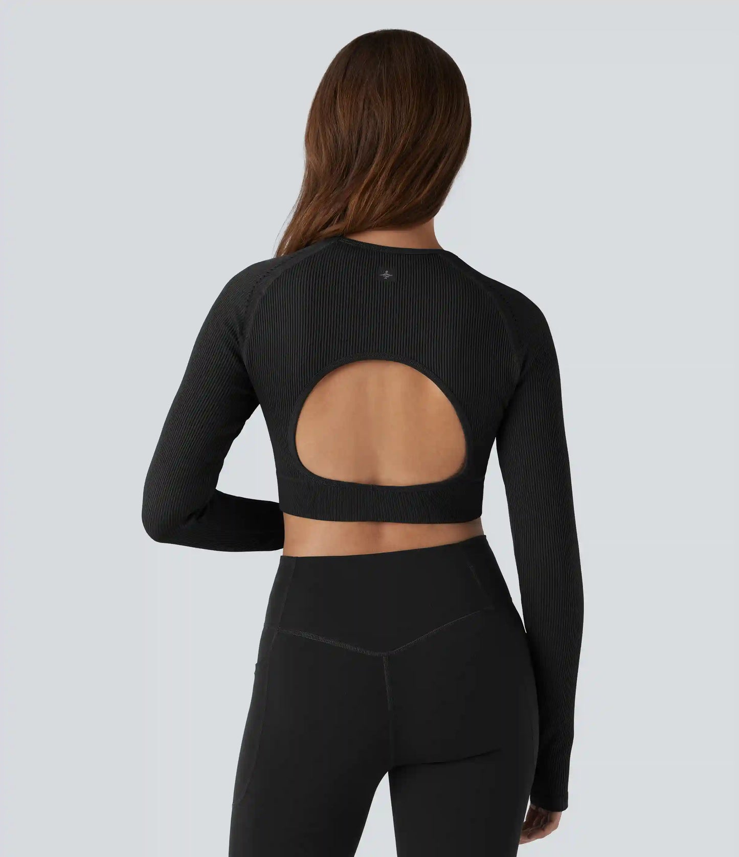 OneForm Seamless Flow Backless Long Sleeve Thumb Holes Cropped Yoga Sports Top