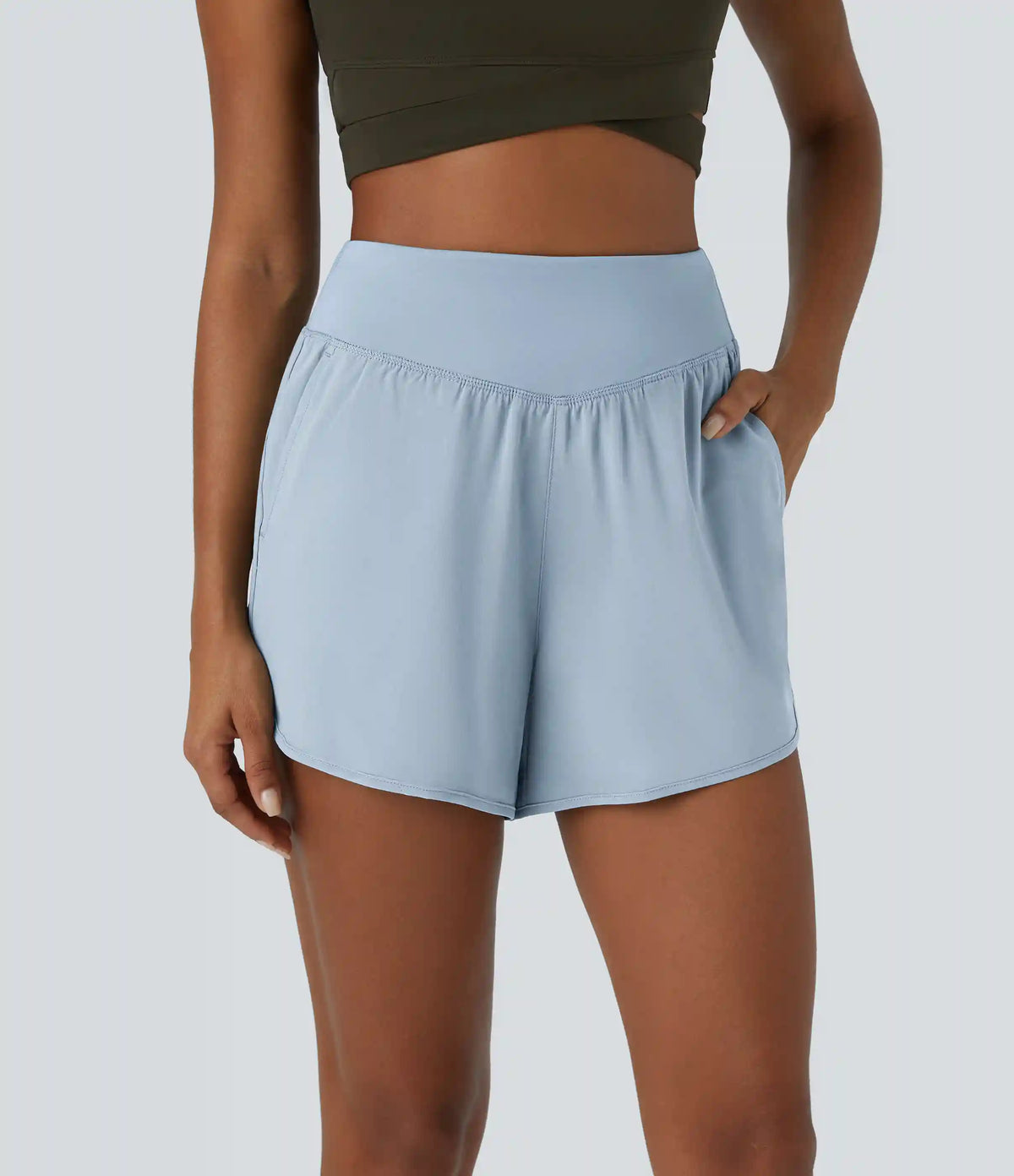 Breezeful™ High Waisted Pocket Quick Dry Casual Shorts 4"