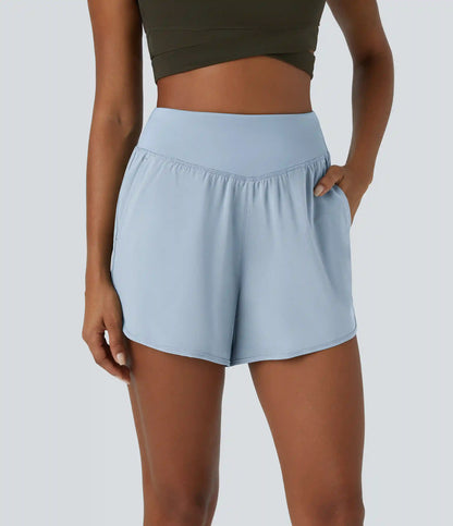 Breezeful™ High Waisted Pocket Quick Dry Casual Shorts 4"