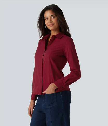 Long Sleeve Curved Hem Work Shirt