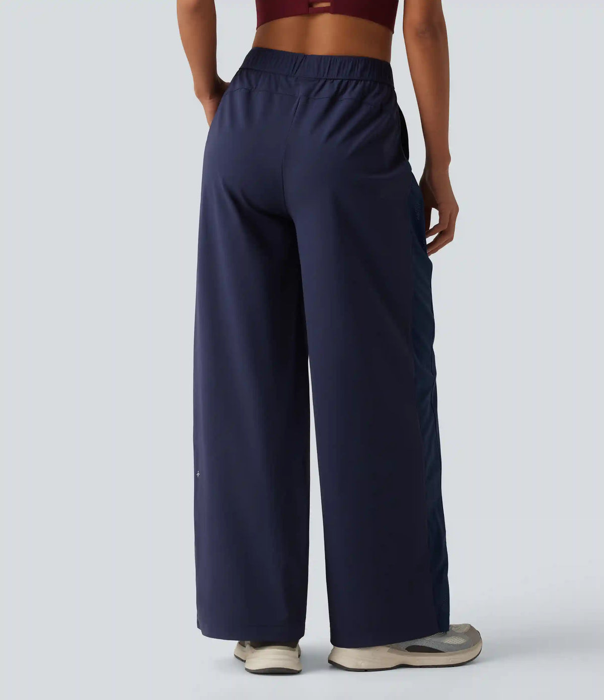 Mid Rise Contrast Mesh Quick Dry InstantCool Workout Straight Leg Pants with Pockets-UPF40+