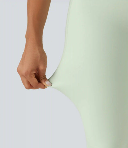 SoftlyZero™ High Waisted Crossover Plain Yoga Leggings with Pockets