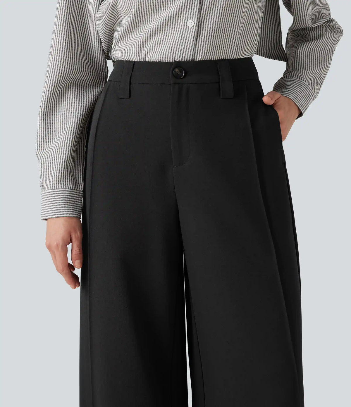 High Waisted Wide Leg Work Pants with Pockets