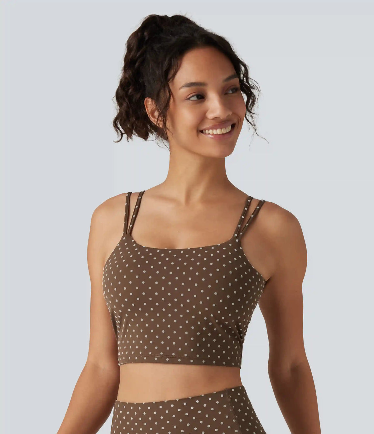 Halara UltraSculpt™ Light Support Backless Built-in Bra Flocked Polka Dot Yoga Sports Bra