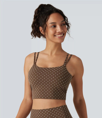 Halara UltraSculpt™ Light Support Backless Built-in Bra Flocked Polka Dot Yoga Sports Bra