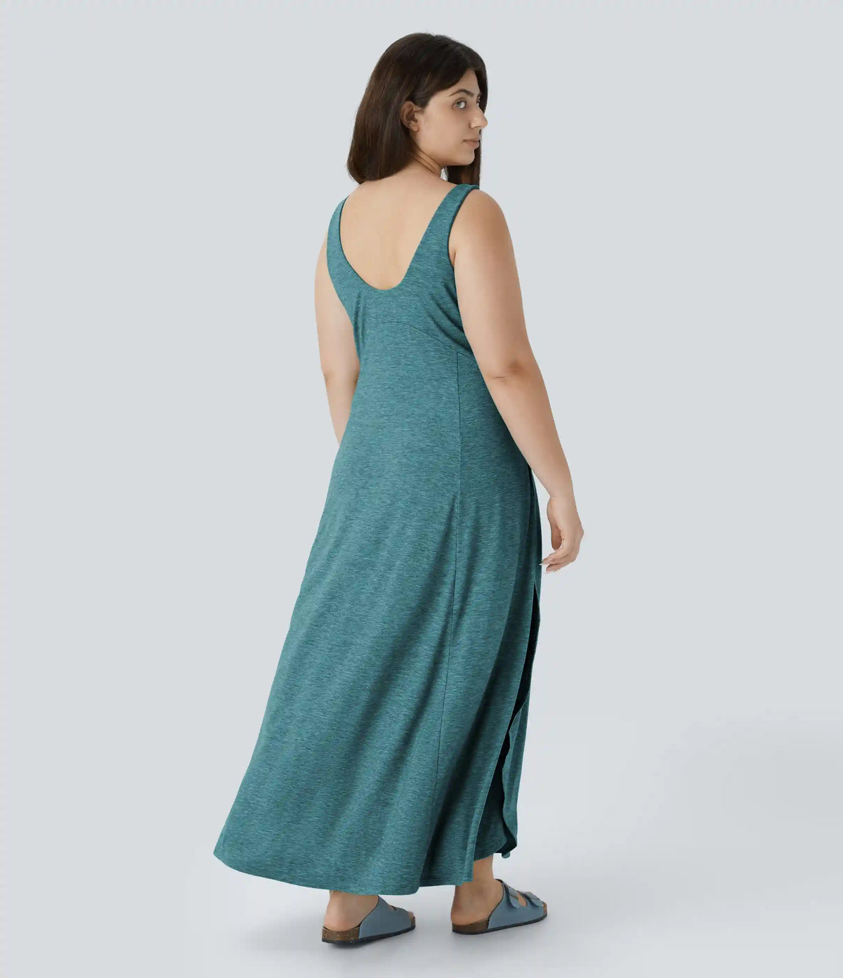U Neck Flowy Maxi Casual Plus Size Tank Dress