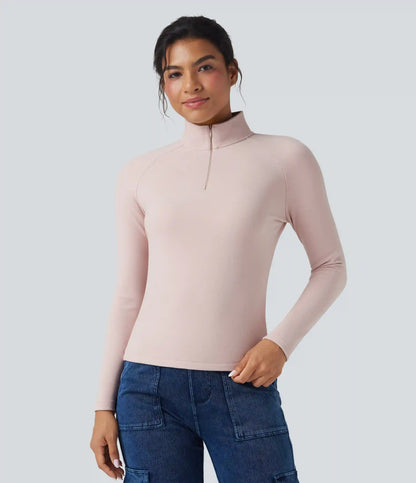 Half Zip Long Sleve Fleece Casual Top