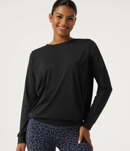 Round Neck InstantCool Quick Dry Long Sleeve Boxy Yoga Sports Top