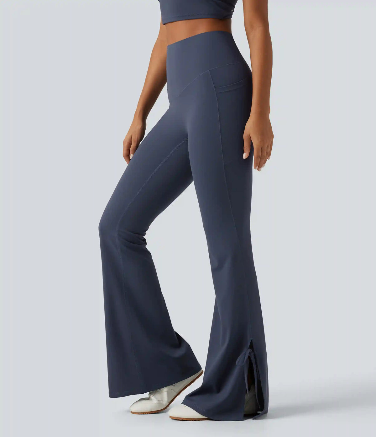 Halara UltraSculpt™ High Waisted Lace Up Flare Yoga Leggings with Pockets