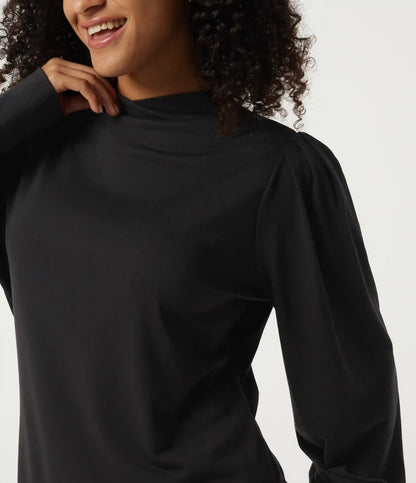Mock Neck Long Sleeve Relaxed Casual Top