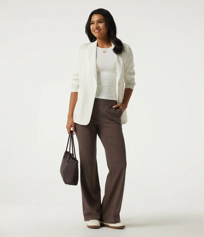 High Waisted Bootcut Work Cotton Pants with Pockets