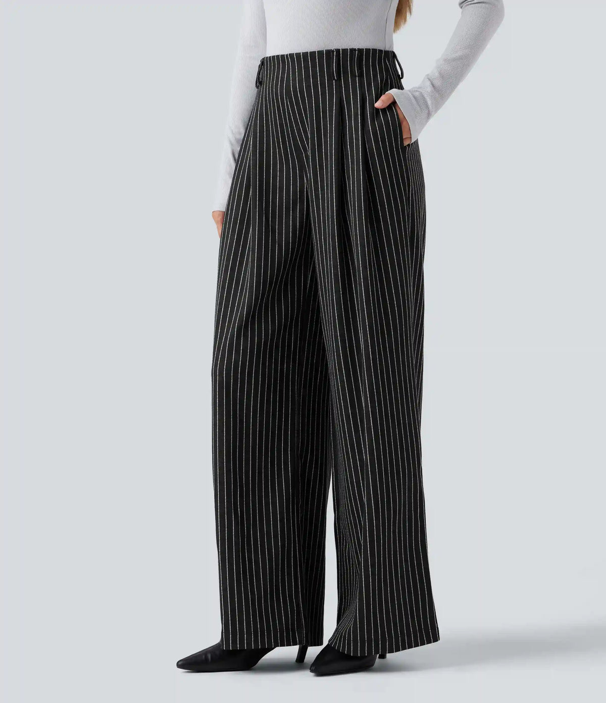 Halara Flex™ High Waisted Stripes Work Baggy Pants with Pockets