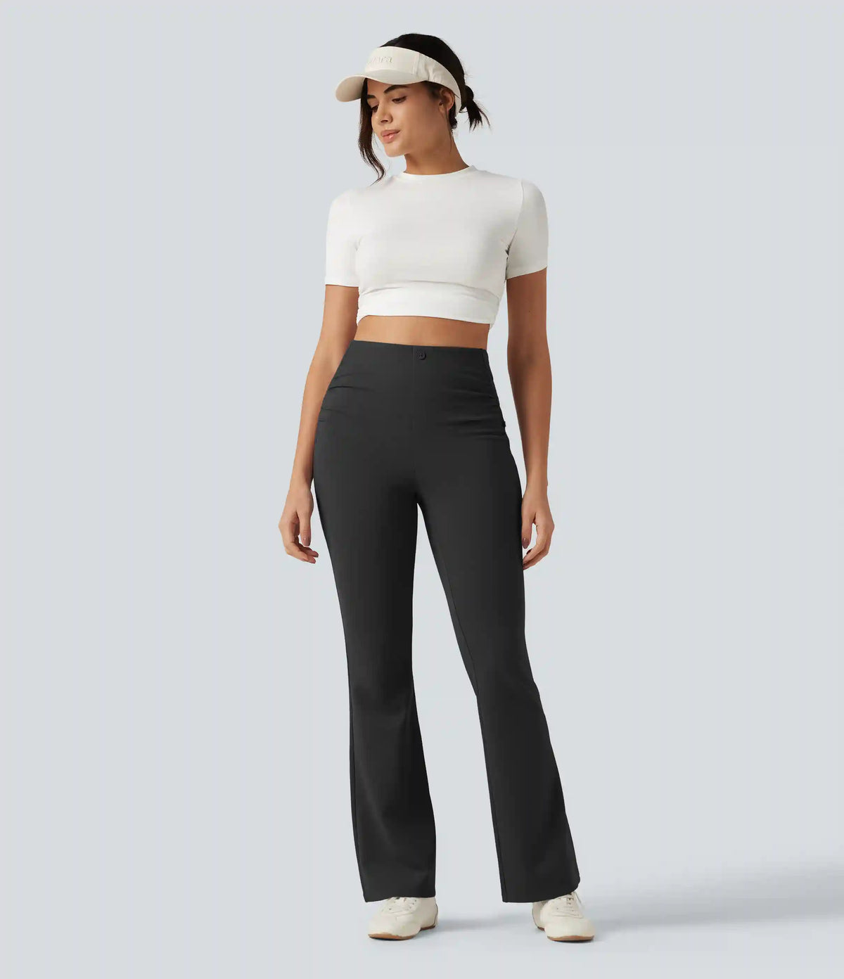 High Waisted Ruched Flare Golf Pants with Pockets-Golf Tee