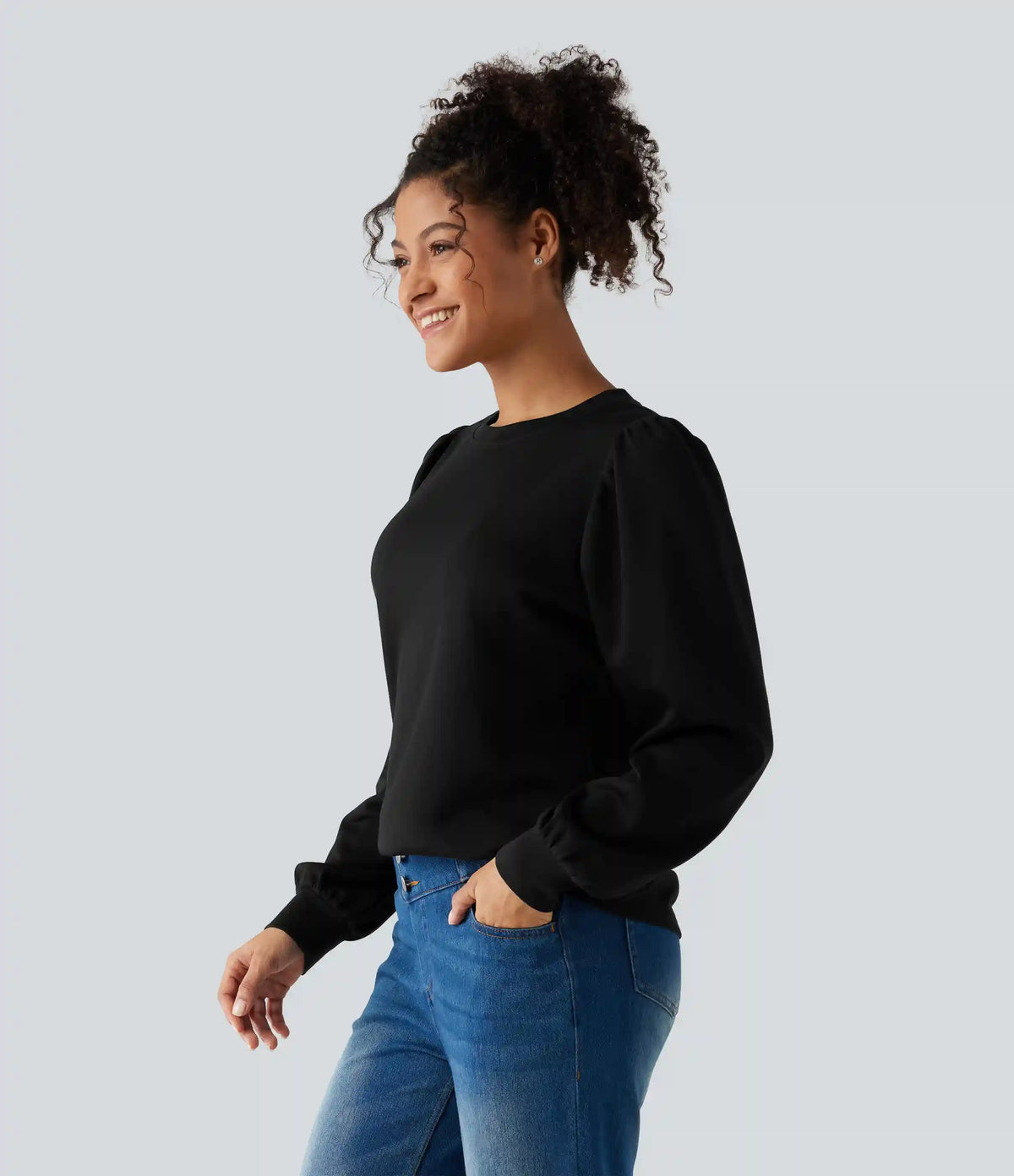 Round Neck Long Sleeve Casual Top