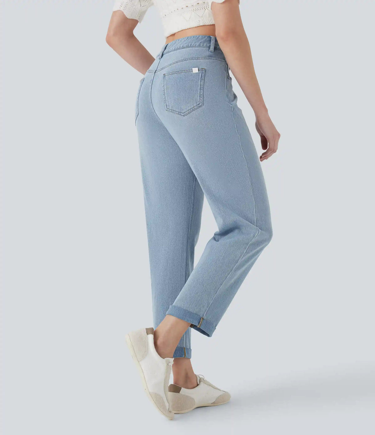 Halara Flex™ Mid Rise Straight Leg Washed Casual Jeans with Pockets