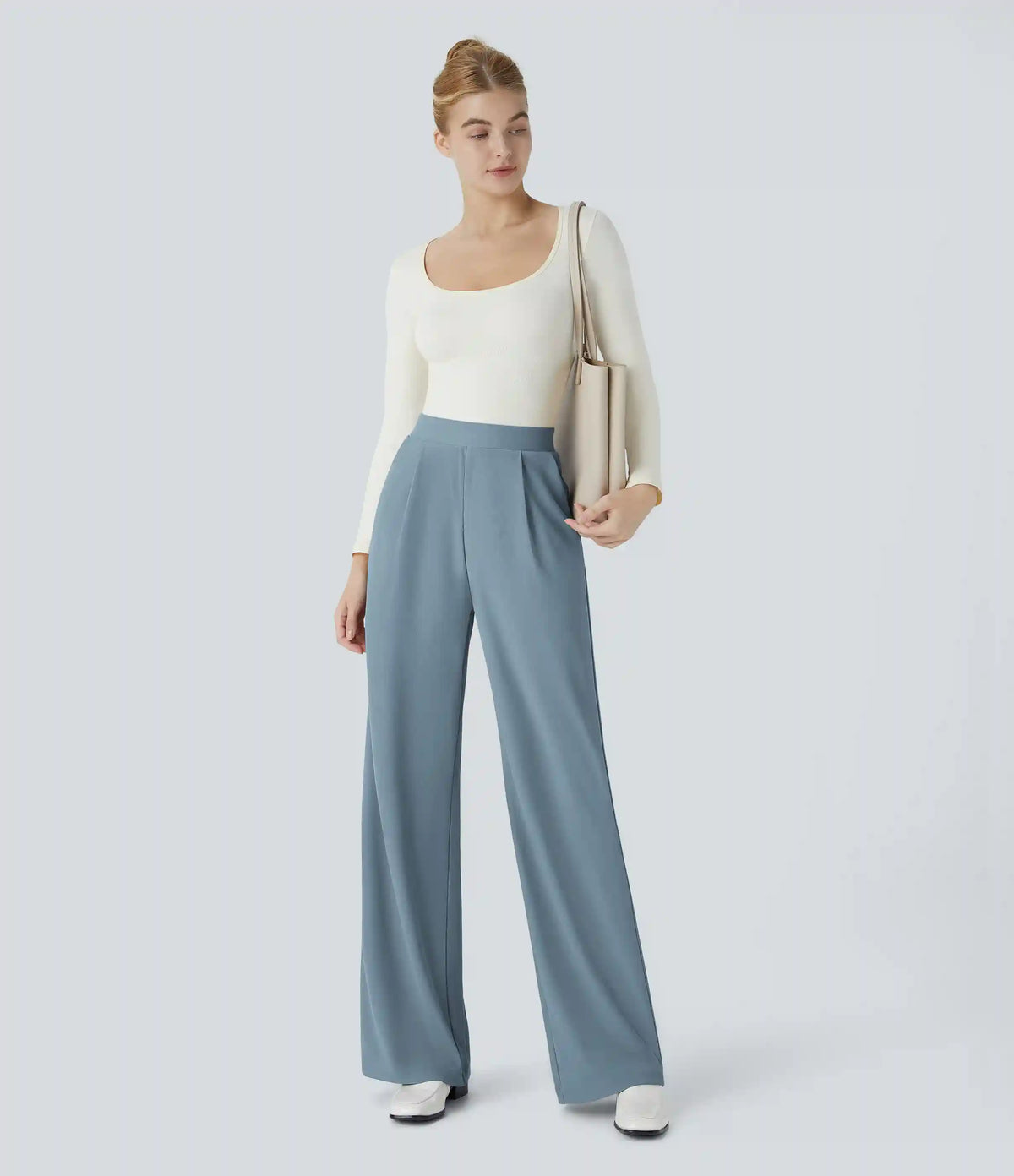 Halara Flex™ High Waisted Body Sculpt Waist-Slimming Pocket Wide Leg Micro Waffle Work Pants