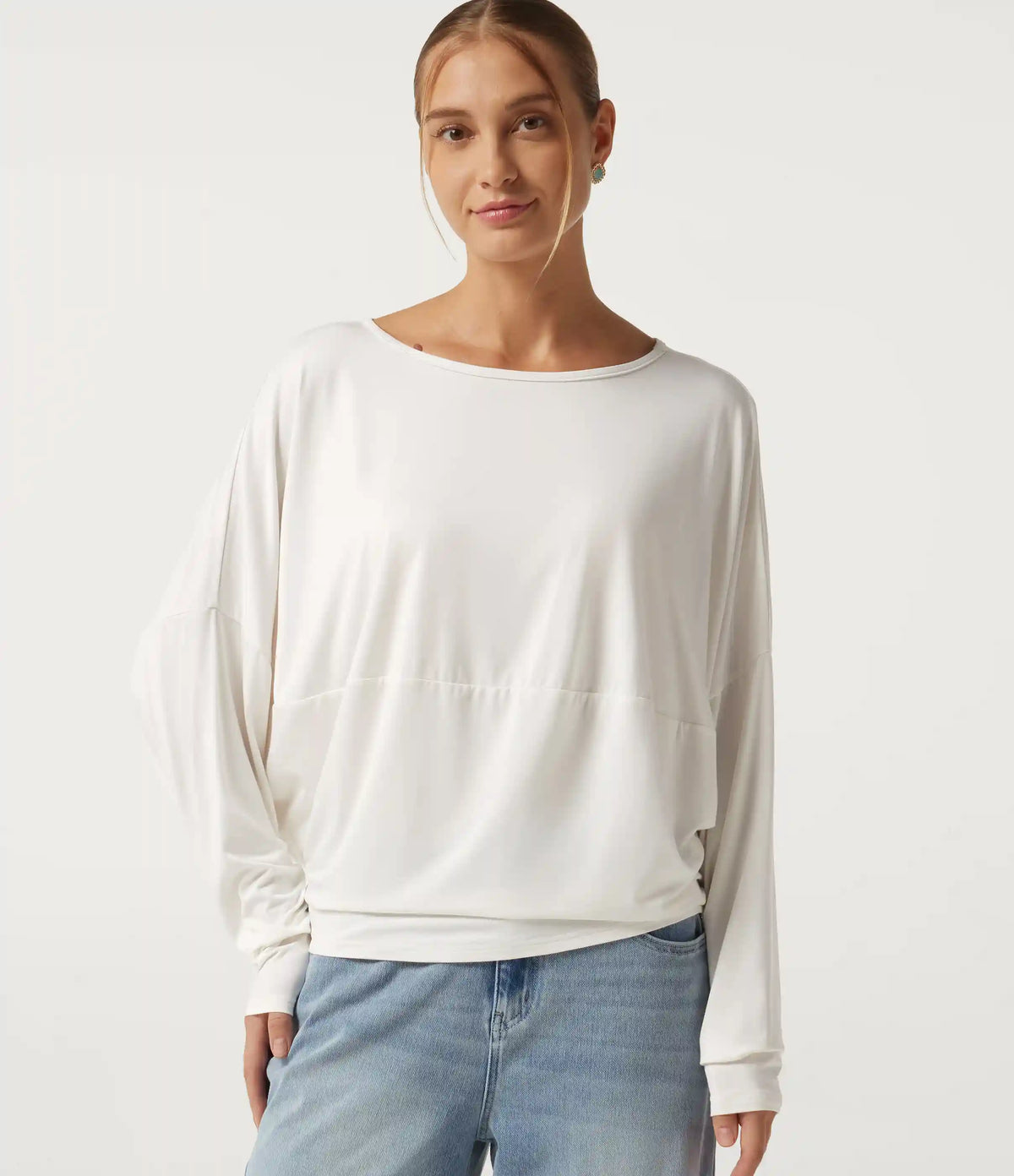 Round Neck Long Sleeve Relaxed Casual Top