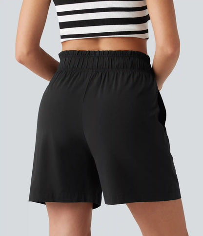 High Waisted Casual Stretch Linen Shorts 5'' with Pockets