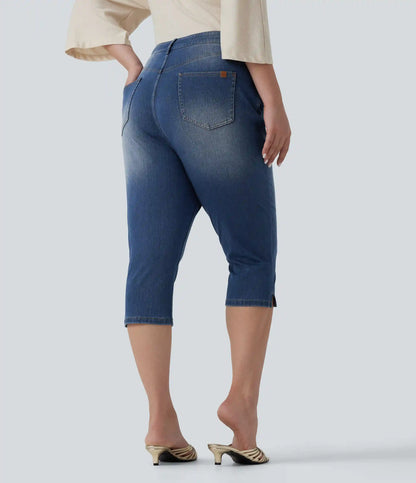 Halara Flex™ Plus Size High Waisted Split Capri Casual Slim Jeans with Pockets