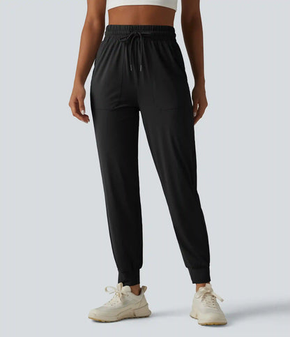 High Waisted Drawstring InstantCool Workout Joggers with Pockets-UPF50+
