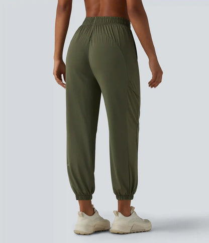 High Waisted Contrast Mesh InstantCool Workout Joggers with Pockets-UPF50+