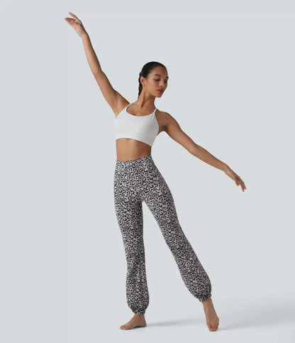 SoftlyZero™ Leopard Print High Waisted Dance Balloon Joggers with Pockets-UPF40+