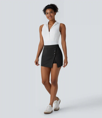 High Waisted Decorative 2-in-1 Pocket Quick Dry Mini Golf Skirt-Golf Tee Pocket-UPF40+