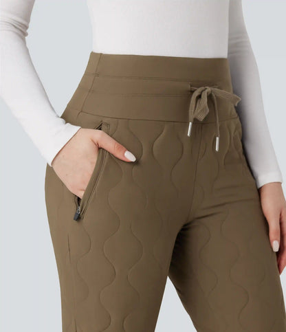 PuffFlex High Waisted Drawstring Casual Quilted Joggers with Pockets