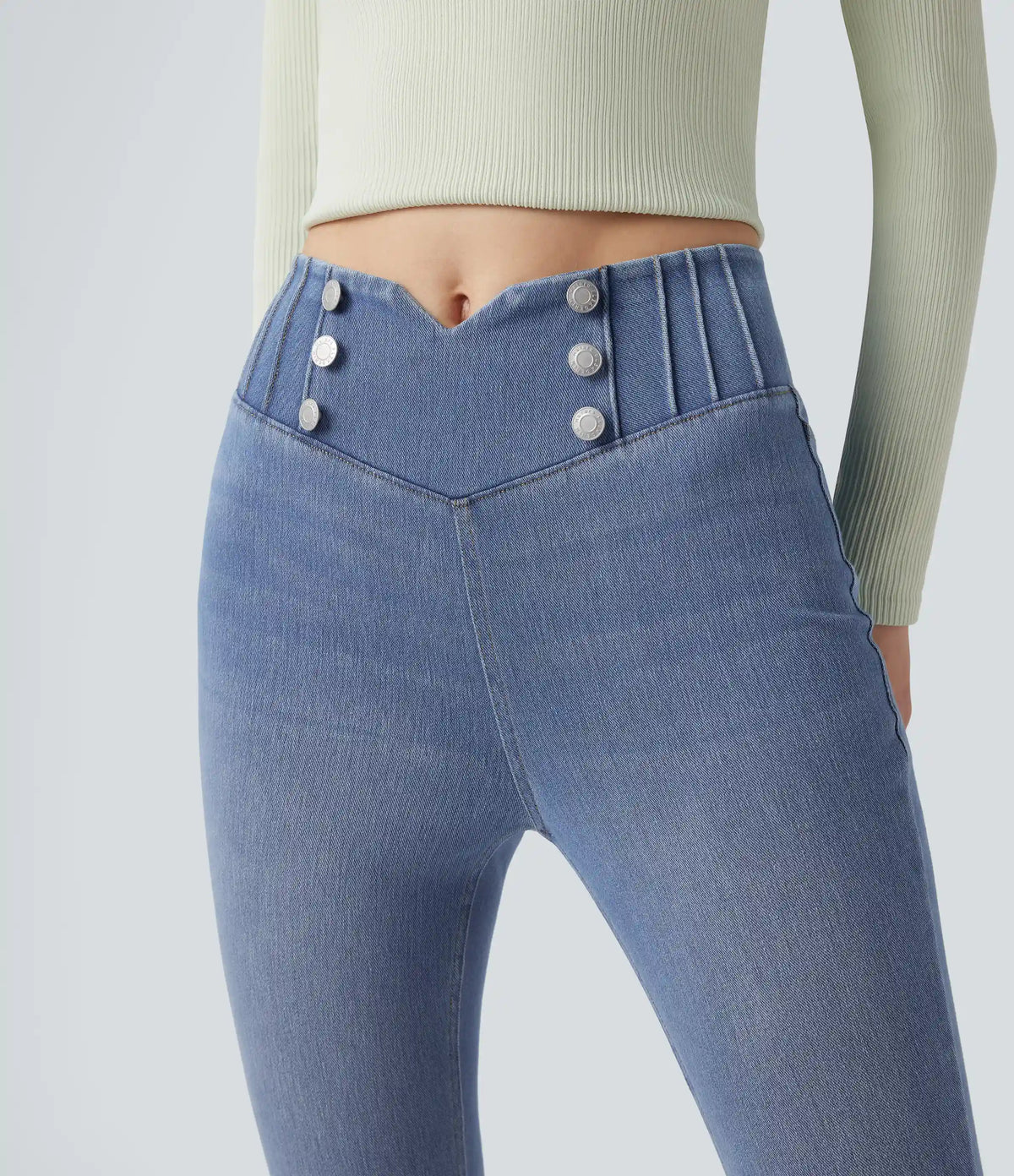 Halara Flex™ High Waisted Tummy Control Skinny Denim Casual Leggings with Pockets
