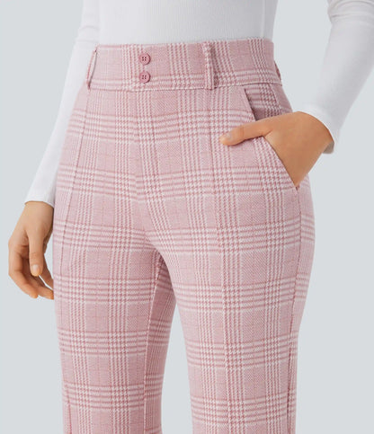 Halara Flex™ High Waisted Decorative Pocket Houndstooth Plaid Work Flare Pants