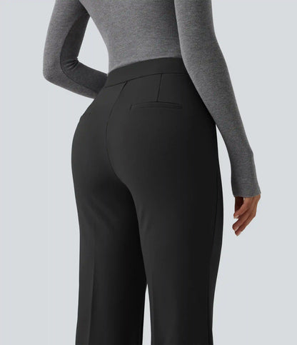 Mid Rise Flare Fleece Work Pants with Pockets
