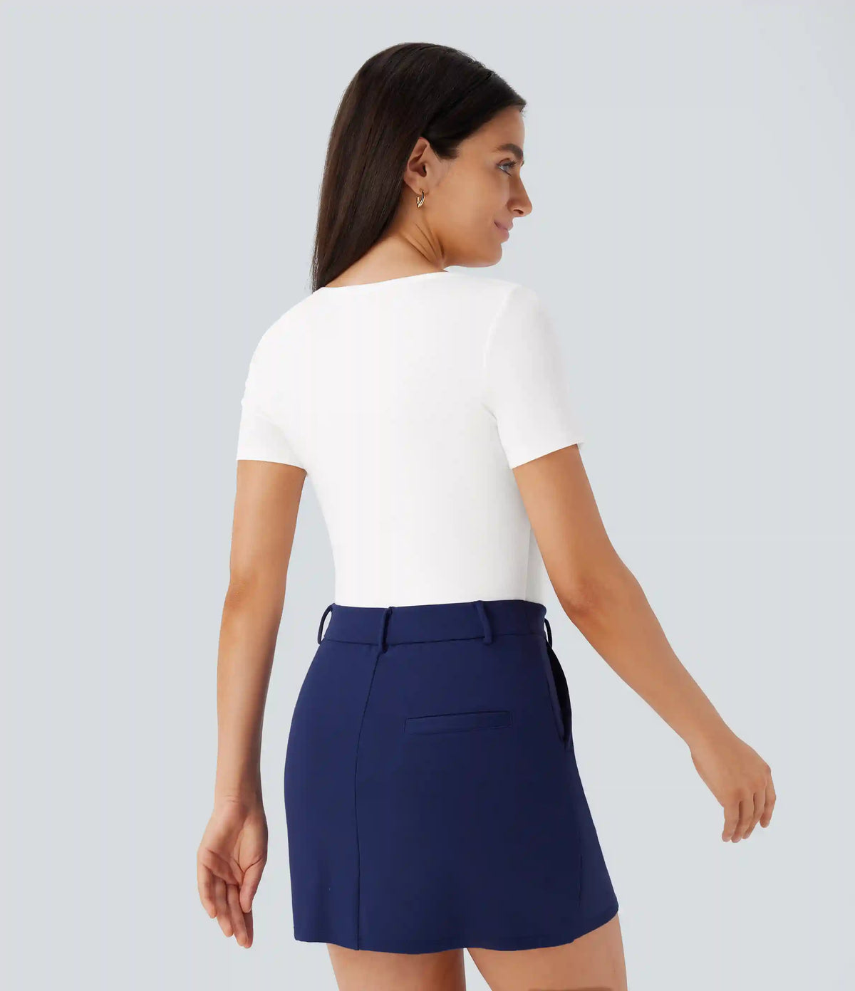 U Neck Short Sleeve Snap Skinny Work Bodysuit
